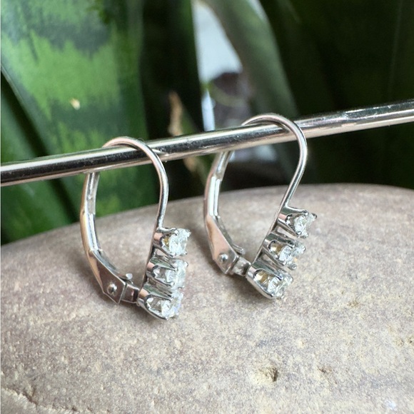 14k 3 Diamond Dangle Earrings - Picture 4 of 9